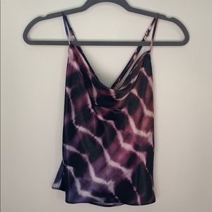 Tie Dye Cowl Neck Strappy Tank
